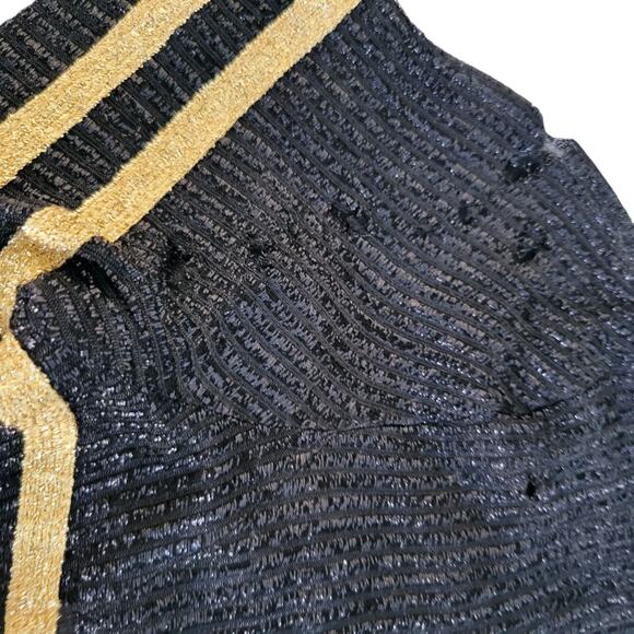 Flawed 1960s 70s Vintage Young Edwardian Micro Mini Black Lurex Dress Size XXS - Picture 4 of 8